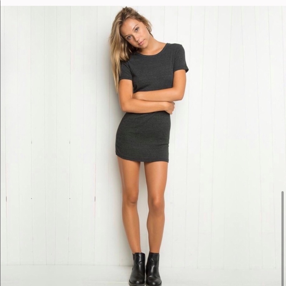 Brandy Melville Gray Ribbed T-Shirt Mini Dress - Picture 8 of 10